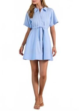 NEW CURRENT AIR poplin button-down mini dress in blue